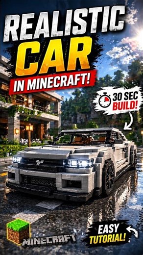 Minecraft Car Build Challenge - 100% Real Looking 🚗💨 #shorts