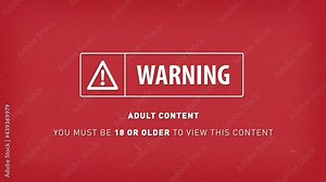 Warning Adult And Explicit Content Sign Background/ 4k animation of a warning vintage background with parental advisory message and various vintage distorted twitch effects