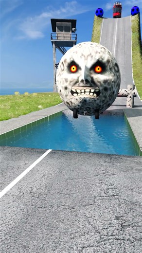 Colourful Long Buses & Van vs Logs Trap - BeamNG.drive #shorts #beamngdrive