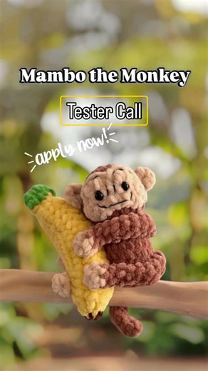 Crochet by Ornella on Instagram: "Mambo the Monkey is on the hunt for testers! Looking for a small, dedicated group to help bring this little guy to life. [OPEN] Testers chosen: Feb 6 Release date: Feb 13 How to apply: • Comment with the yarn you’ll be using • Follow me (tagging is appreciated but optional) • Save this post and share it to your story Tester requirements: • Active Instagram account • Join a group chat • Use Canva • Provide constructive feedback • Submit a clear, quality photo of