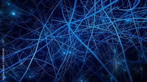 Roots animation in 3D space. Beautiful 3D render of stripes and lights flying in 3D space. type 2