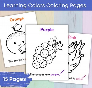 Learning Colors Preschool Worksheets,15 Coloring Pages,colors Worksheets,homeschool Colors,preschool Colors Activity - Etsy