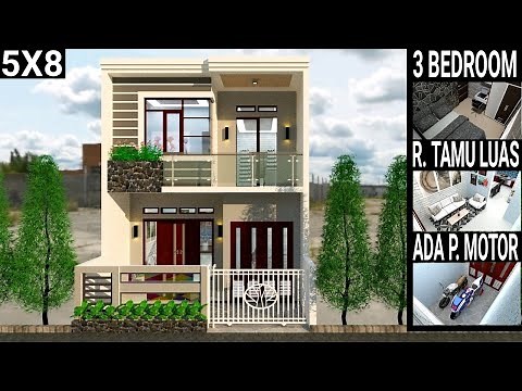Desain Rumah 5x8 Meter 2 Lantai Dengan 3 Kamar Tidur