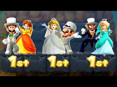 Mario Party 10 All Minigames - All Characters Outfit Wedding