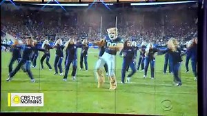 37K views · 860 reactions | WATCH: BYU Football's Cosmo the Cougar mascot has some moves! Check out what happens when he joined the drill team at their homecoming game.  | CBS Mornings | Facebook