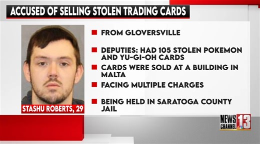 Gloversville man arrested for having, selling stolen Pokémon and Yu-Gi-Oh! cards