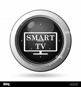 Smart tv icon. Internet button on white background Stock Photo - Alamy
