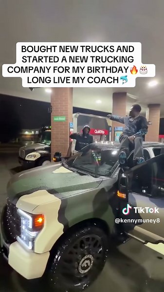 for my birthday i wanted to start some sh*t that’s gone last forever and i can leave for my kids, i Started a new trucking company and im bout to wrap all this sh*t camo LONG LIVE DOLPH🐬 we 4 trucks in all this just an appetizer😬 #MUNEYTALK2 otw i got plenty to talk⏳ #LLD #PRE