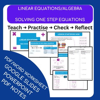 Solving Two-Step Equations Lesson (PowerPoint, Google Slides, PDF + Worksheet)
