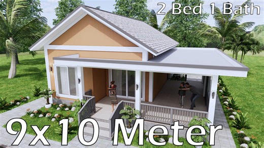 12K views · 63 reactions | Small House Plans 9x10 Meter 2 Beds 1 Bath PDF Full Detailing Plans | Sam HousePlans | Facebook