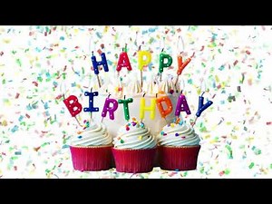 Animated Happy Cupcake Birthday Cake With falling Confetti , TV Background For Birthday 2025