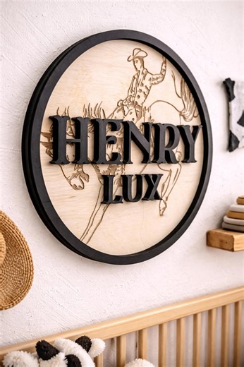 Personalized Cowboy Name Sign, Western Birch Wood Nursery Decor - Etsy