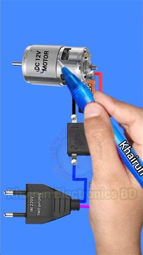 DC motor On 220V AC/AC to DC converter circuit #shorts