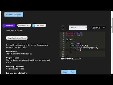 Skillrack-only alphabets and spaces-(program Id-3135)..#skillrack #daily test # coding practice