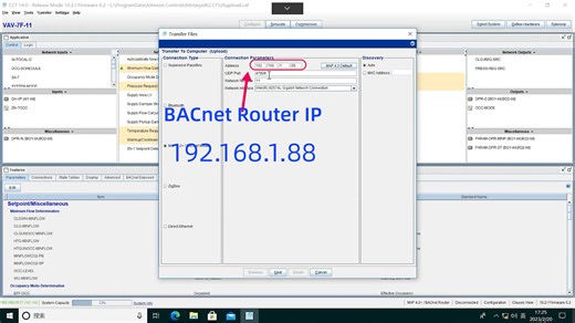 江森CCT通过迅饶BACnet路由给DDC上下载程序。