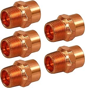 SUPPLYGIANT DDNA0034-5 Male Adapter Fitting Sweat x MIP Connections, 3/4, Copper