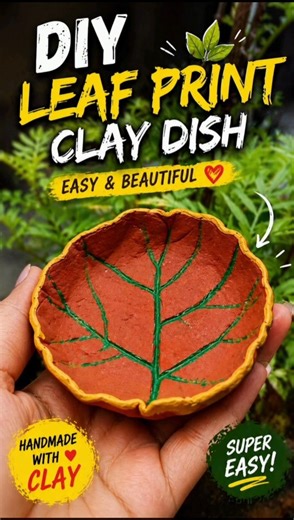 Amazing Clay Leaf Diya 🌿 Easy Handmade Craft at Home #satisfying #creativeclayideas #craftwithmou