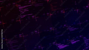 Hacker stealing data, abstract digital data on black screen background. Animation. Concept of cyber security of the system under attack, computer screen with hacking process.