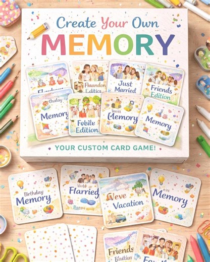 Custom Memory Game Printable | Create Your Own Photo Memory Cards | Editable Canva Template | Instant Download Family Game - Etsy