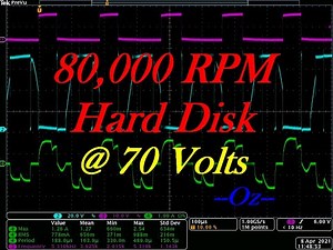 80,000 RPM Hard Disk Drive at 70 volts