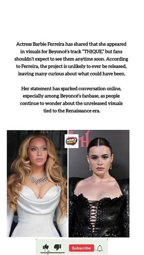 Barbie Ferreira Reveals Unreleased Beyoncé “THIQUE” Visuals #shorts #viral #news
