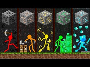 Stickman vs Minecraft Animation ALL MINECRAFT ORE Stickman SURVIVAL Cartoon Movie