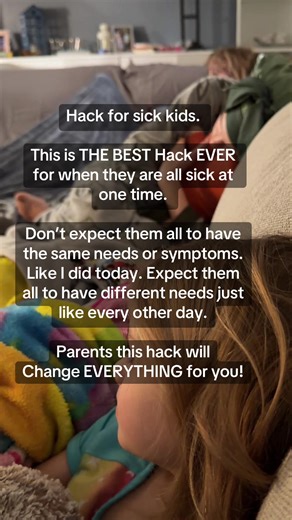 This shook up my day. I’ve never had all three be sick at the same time. Usually it’s a one gets better the next gets it kind of thing. So, this is my best hack for having all of your kids sick at once for parents. It will change everything. (Okay, not really a hack, more of an adjustment of expectations).