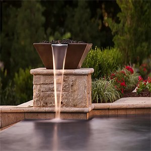 [Hot Item] Decorative Pool Swimming Waterfall Column Corten Steel Fire and Water Bowls