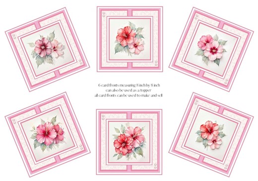 Printable Card Fronts, Card Toppers, Hibiscus Blooms, Card-making, Digital Downloads - Etsy
