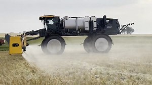 5.7K views · 67 reactions | The Hagie STS16 sprayer is out on demo near Hampden, ND. Features include a 132’ hybrid front boom, 1600 gallon tank and ExactApply technology. : Travis Beck | Leading Edge Equipment | Facebook