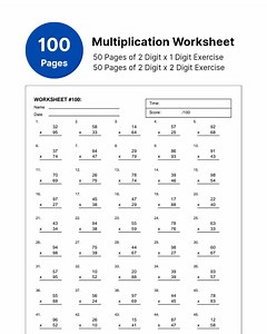 100 Pages of Printable Multiplication Worksheets, Math Timed Sheet, A4 and Letter Size Printable Math Worksheet - Etsy UK