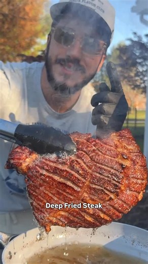 Jack Mancuso on Instagram: "Deep Frying a Steak in Beef Tallow 🥩 The key is to reverse sear and then fry super hot in the tallow. I let the steak cool down after bringing it up to desired internal temperature - I did smoker but oven would work as well. This steak and amazing idea came from my homies at @alpinebutcher 🔥 #beeftallow #deepfriedsteak #ribeye #steak"