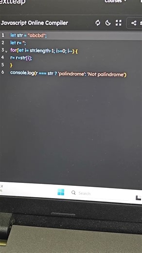 infosys interview question palindrome in js