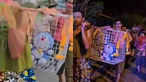 Thai village uses Doraemon plushy in prayer tradition for rainfall
