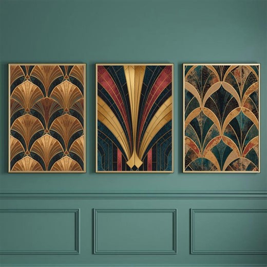 Art Deco Print Set of 3 | Vintage Wall Decor | Digital Download - Etsy Australia