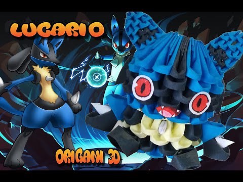 Cómo hacer a Lucario Pokémon de Origami 3d /Fácil y rápido | Tutorial en Español