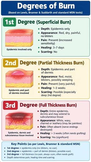 🔥 Degrees of Burn Explained | 1st, 2nd & 3rd Degree Burns .#msn #degreesofburn #bscnursing #norcet