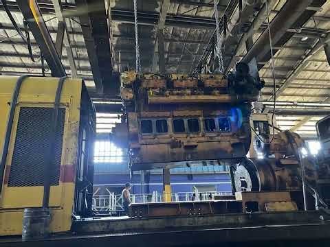 This is a Caterpillar d390- 12-cylinder locomotive engine
