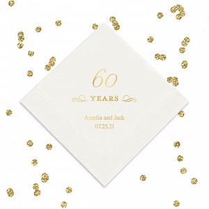 60 Years Milestone Personalized Napkins - 60th Birthday - 60th Anniversary - Luncheon Napkin - Cocktail Napkin - Dinner Napkin - 50 Napkins - Etsy