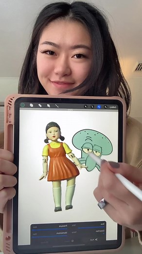 Mixing squidward with the squid game doll #catdogfatness #digitalart