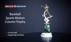 Decade Awards Baseball Sport Motion Figure with Sports Column Trophy - 10 Inch Tall | Engraved Classic Baseball Award - Customize Now