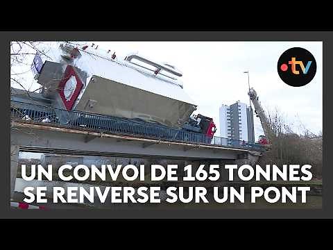 Exceptional convoy of 165 tonnes: the truck overturns on a bridge and threatens to fall