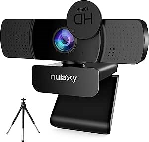 Nulaxy C903 HD Webcam, 1080P Webcam with Microphone, Privacy Cover and Tripod, USB Webcam for PC Video Calling, Conference, Works with Skype, Zoom, FaceTime
