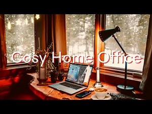 WORK FROM HOME OFFICE AMBIENCE / Office ASMR Sounds / Keyboard typing, turning pages, fire crackle