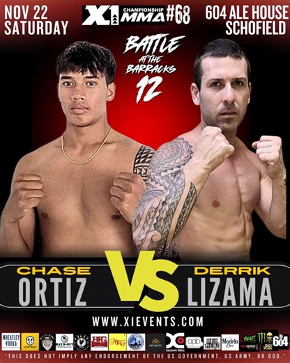 X1 Championship MMA on Instagram: "🔥🥊 X-1 #68: Battle at the Barracks 12 – Night 2 of War! 🥊🔥 📅 Saturday, November 22, 2025 📍 604 Ale House – Schofield Barracks The action doesn’t stop — it elevates! After an explosive Night 1, X-1 returns for Night 2 of Battle at the Barracks 12, featuring another stacked card of Hawai‘i’s toughest warriors and the next generation of MMA and kickboxing talent! 💥 ⚡ CONFIRMED FIGHTS AS OF 10/15/25 (Lineup su