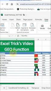 How to use Geo Function In excel? #reelsinstagram #reelsviral #ExcelHacks #post #Excel #explorepage #extractions #instagram #formula #tipsandtricks #viral #tricks #proper #exceltips #shorts #GooglePlay #GoogleSheets #excel365 #viralpost #excerpts #googletranslate | Excel Tricks