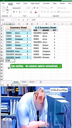 Excel Auto A–Z Summary Sheet 🔄 | Just Update Data, Sorting Automatic!