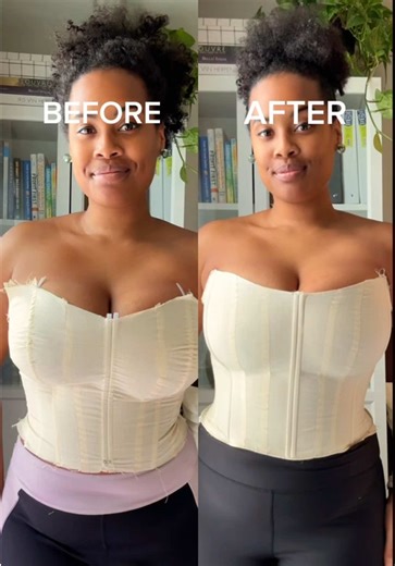 🤯🙏🏽 This is how I improved my corset’s fit and the tweak was a lot smaller than you think. ✨ In this sample, I wanted to show you something important: fabric ripples don’t always mean you need a torso adjustment. ✨ Sometimes the issue is seam placement, like princess seams running straight over the apex instead of contouring around it. ✨ Other times, the garment is simply a touch too big. For context: ✨ Both versions have rigilene boning at panel 8, the side seam, and center front. ✨ In the b