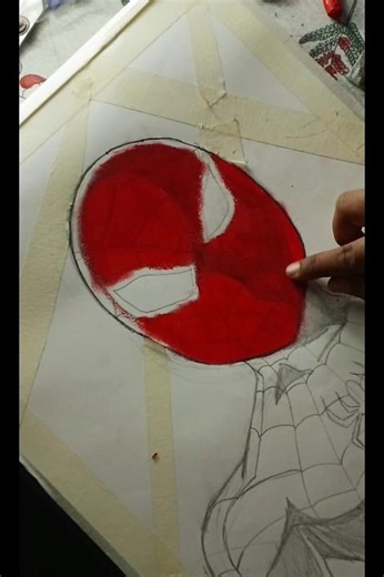 "Spiderman drawing with oil pastels"...