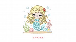 Mermaid Embroidery Designs - Ocean Sea Princess Machine Pattern - Mermaid Rippled Design - Baby Girl File - Instant Download Pes Jef Dst Hus - Etsy